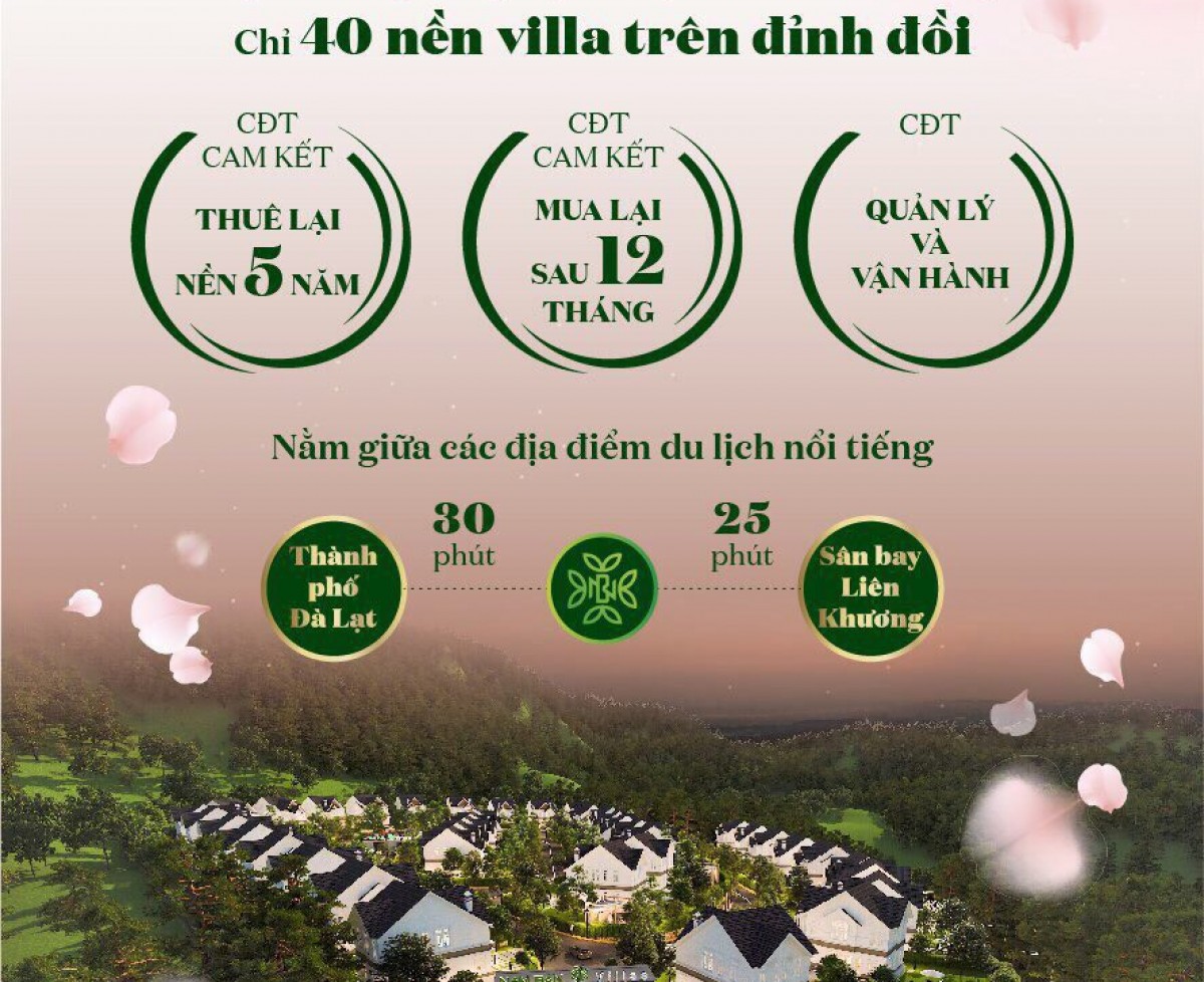 Khu compound - mở bán 40 nền biệt thự nghỉ dưỡng liền kề sân bay Liên Khương, Đà Lạt. LH 0901778140