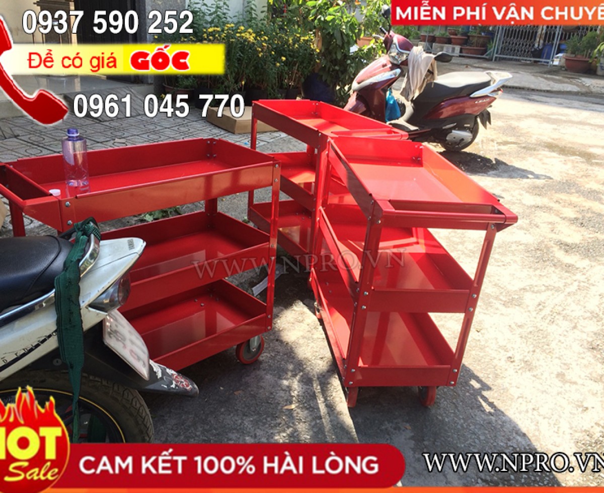 Xe đẩy dụng cụ 3 ngăn Npro