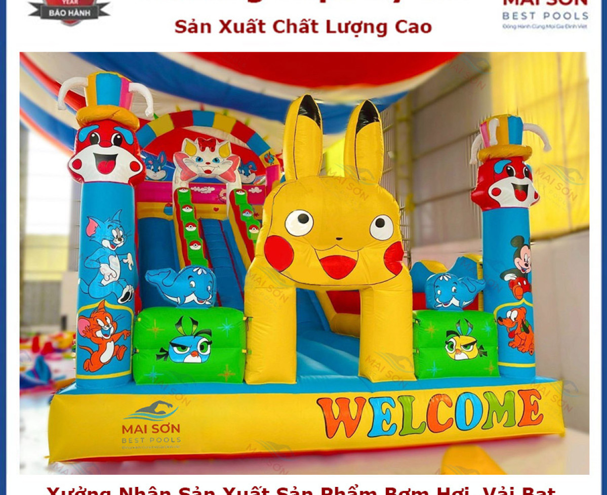 Nhà Hơi Trẻ Em Pikachu Tom&Jerry Mai Sơn, Nhà Hơi Lâu Đài, Nhà Phao – nhắn sản xuất theo yêu cầu