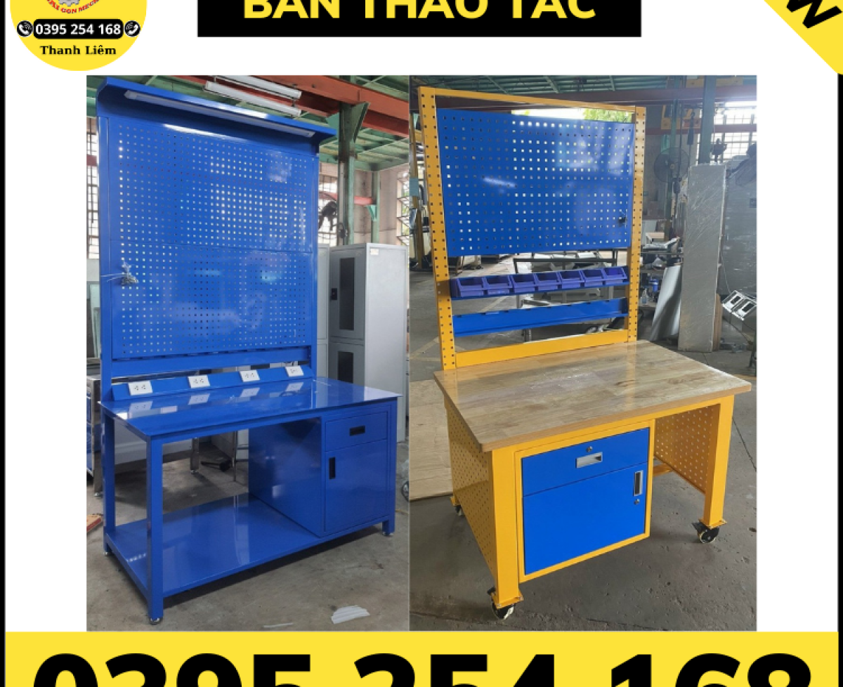 Bàn thao tác, bàn nguội sửa chữa cơ khí chuyên dùng trong kho xưởng công nghiệp