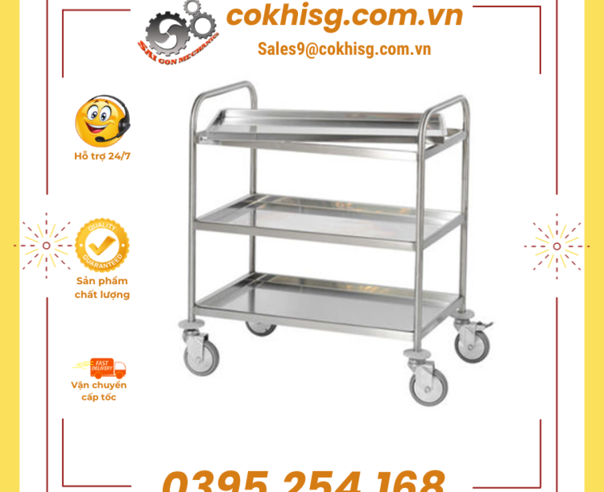 Xe đẩy y tế bằng inox 304 thiết kế theo yêu cầu