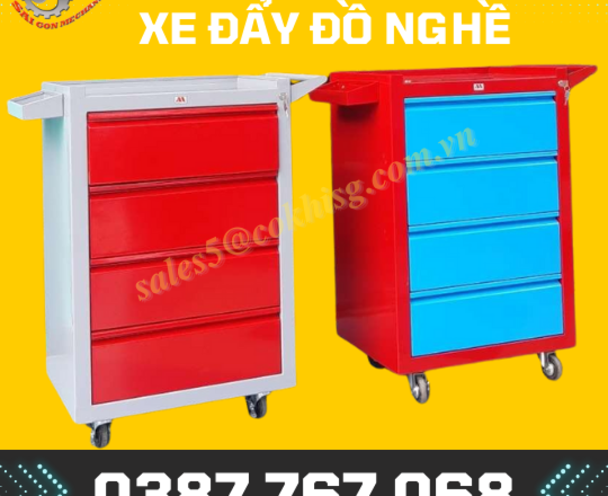 Xe đẩy dụng cụ đồ nghề 4 ngăn