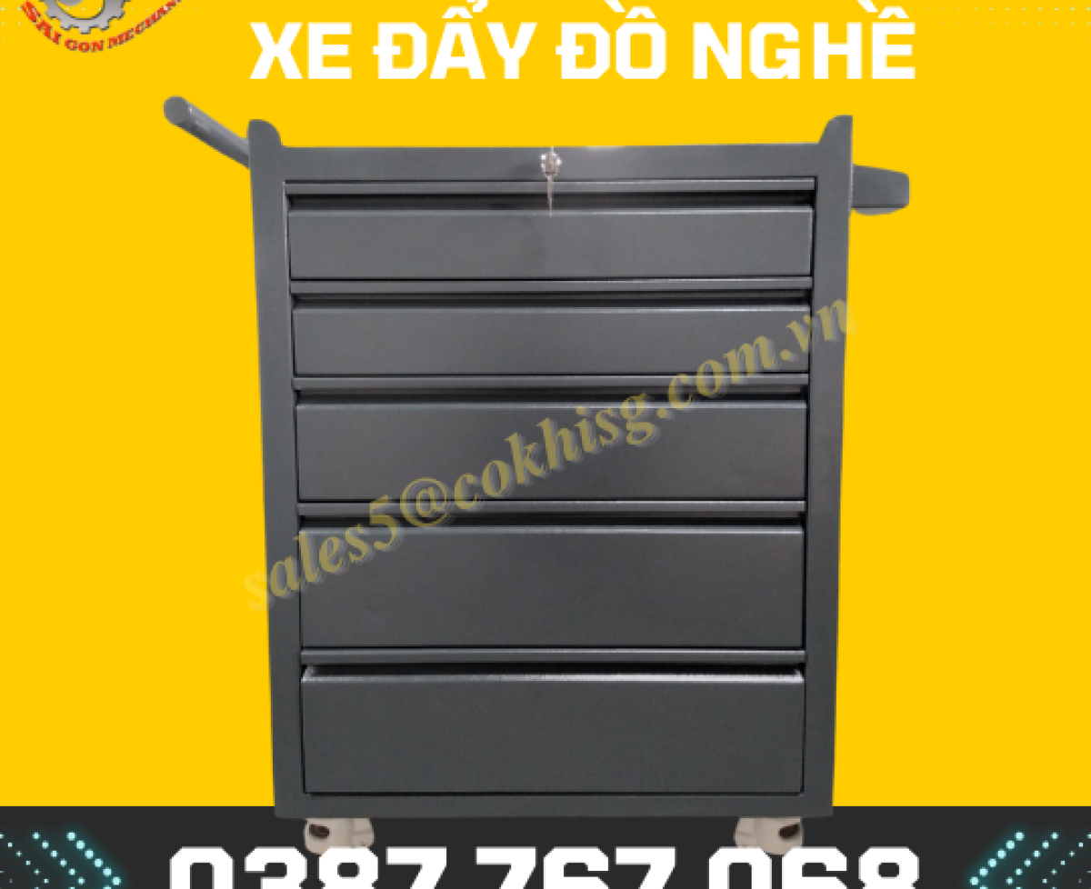 Xe đẩy dụng cụ đồ nghề 5 ngăn TBVT Cơ Khí Sài Gòn