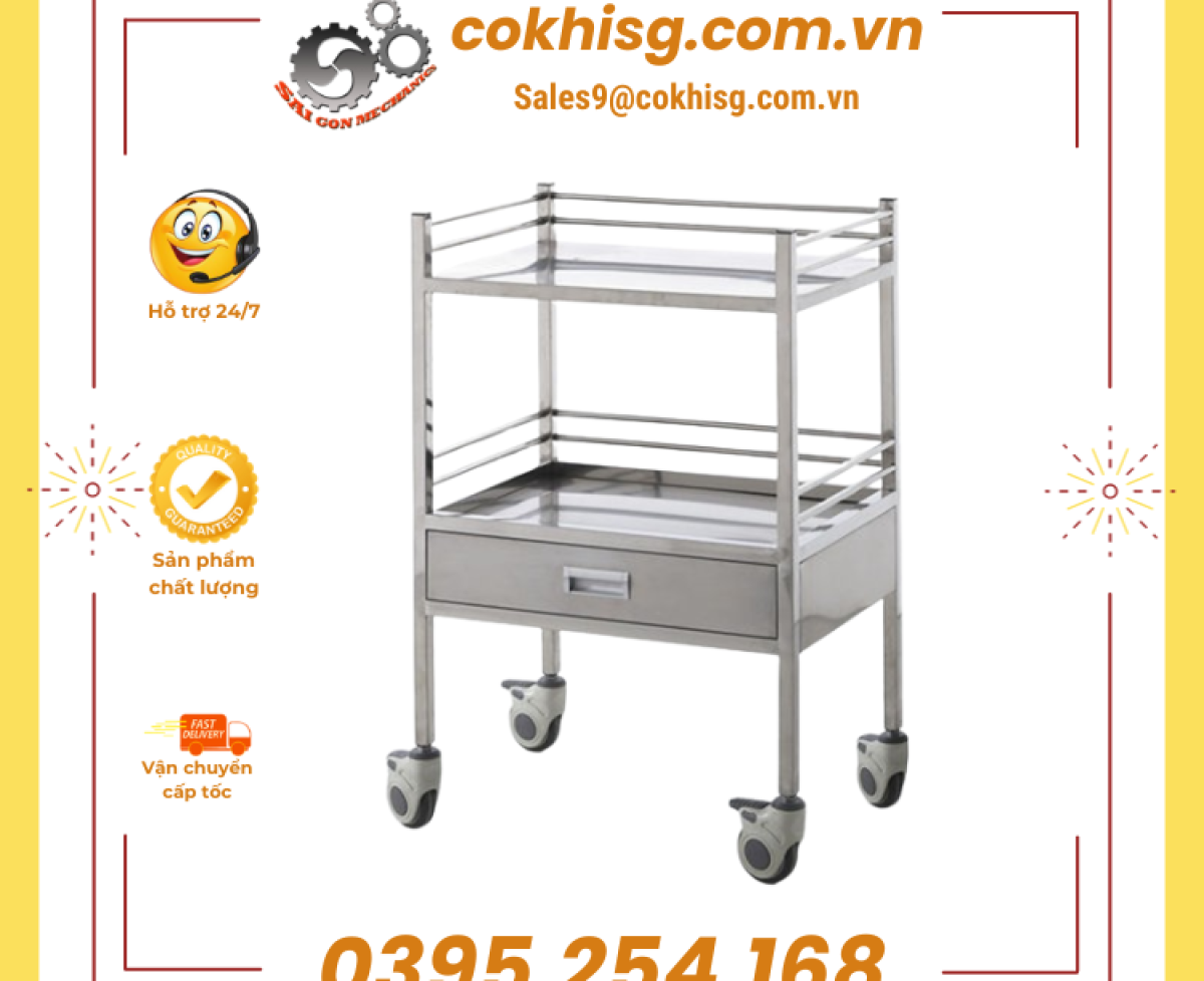 Xe đẩy inox 304 chuyên dùng trong lĩnh vực y khoa