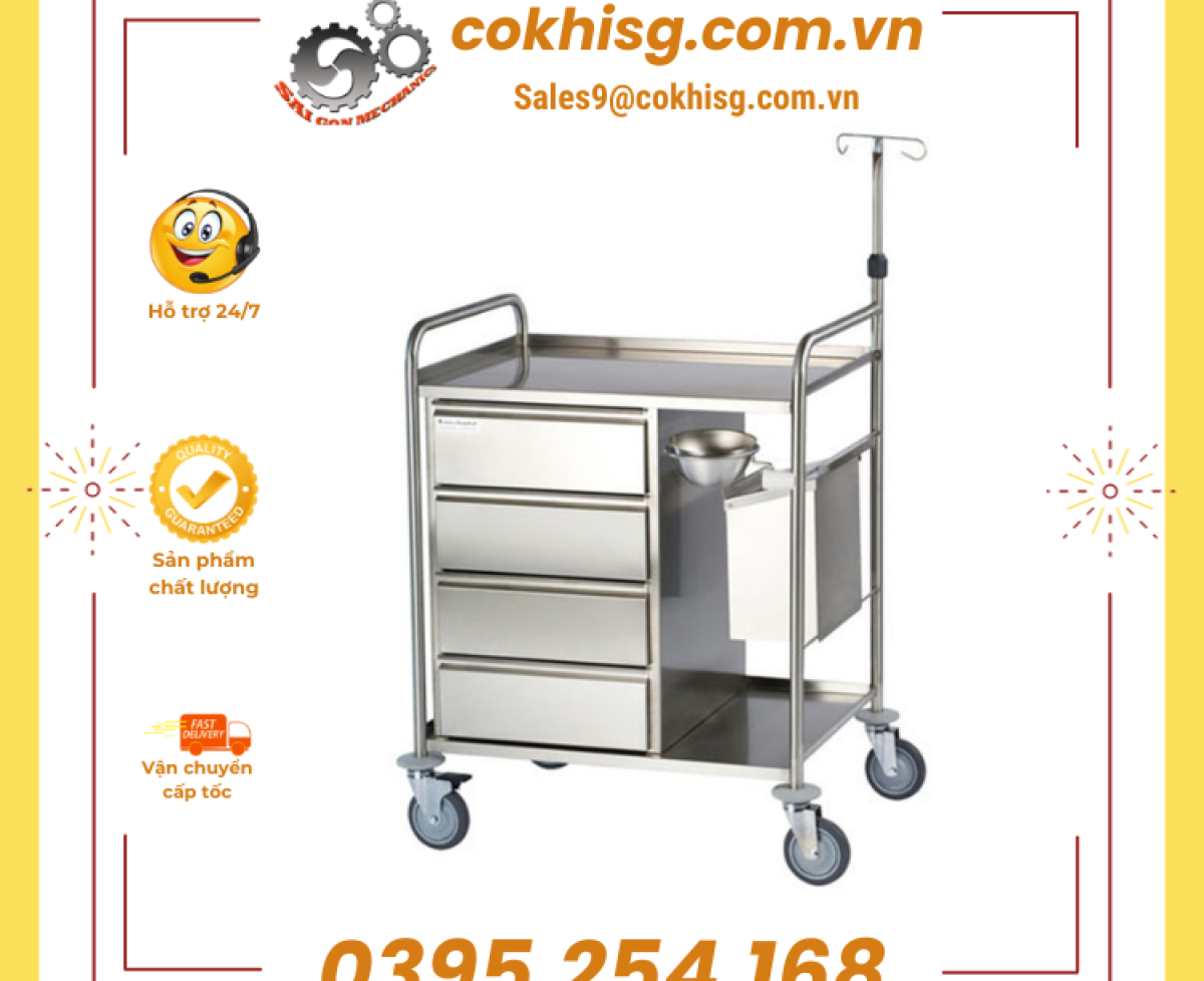 Xe đẩy inox 304 chuyên dùng trong lĩnh vực y khoa