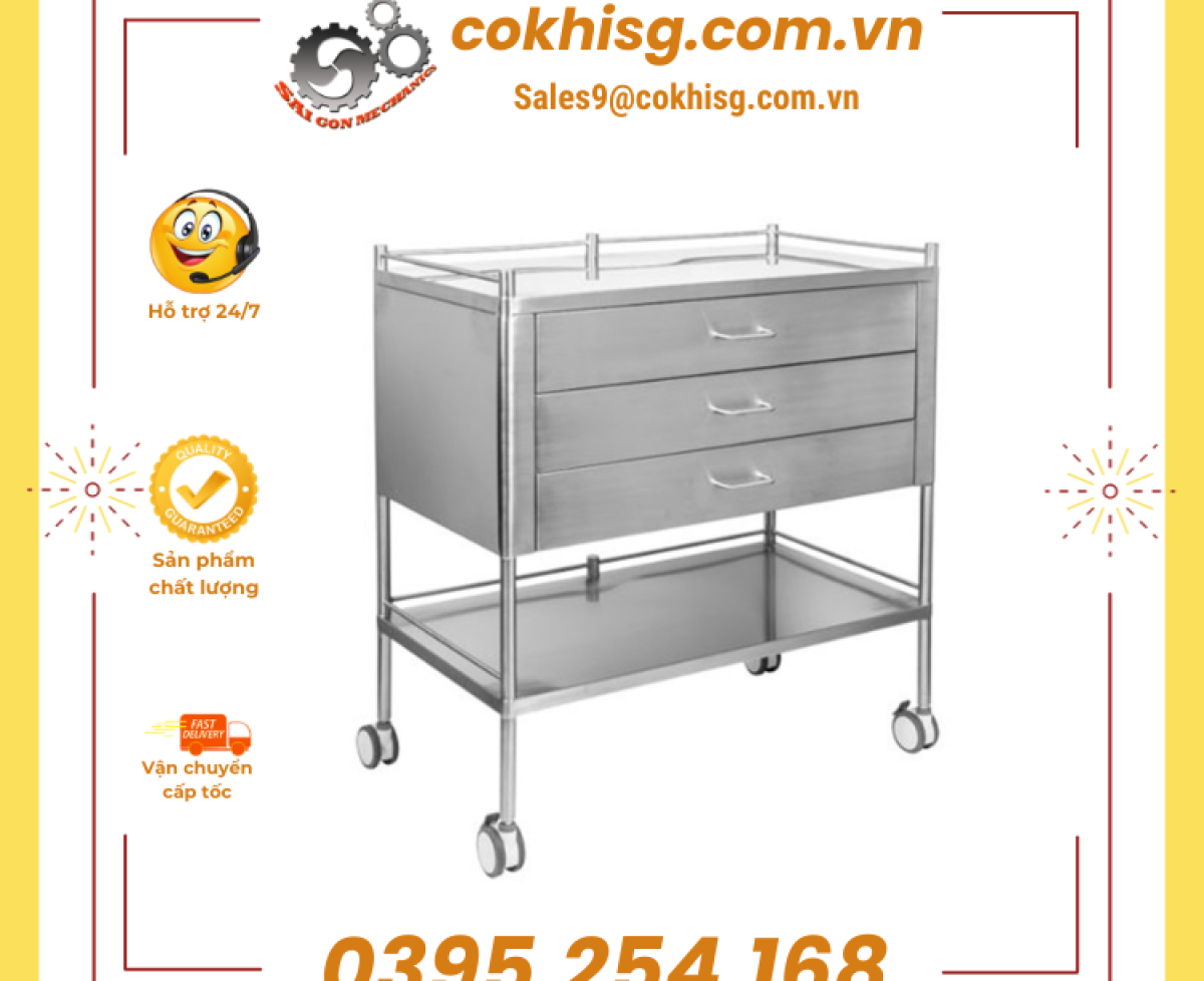 Xe đẩy inox 304 chuyên dùng trong lĩnh vực y khoa