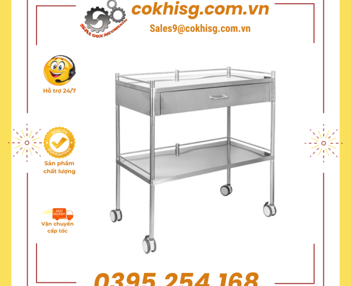 Xe đẩy inox 304 cho các phòng khám và bệnh viện