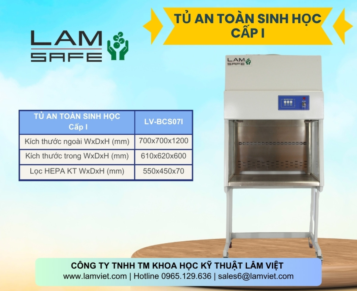 Sản Phẩm Tủ An Toàn Sinh Học Cấp 1 - LAMSAFE LV-BCS07l