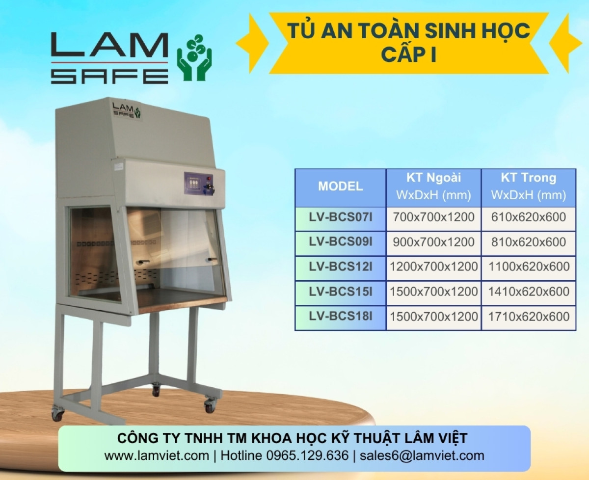 Sản Phẩm Tủ An Toàn Sinh Học Cấp 1 - LAMSAFE LV-BCS07l