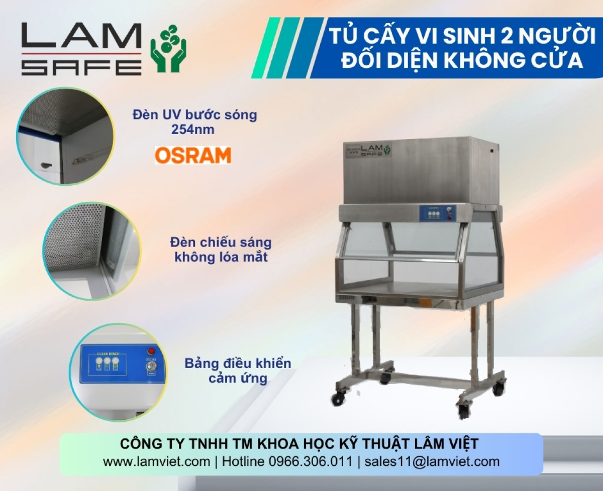 Tủ cấy vi sinh đối diện không cửa