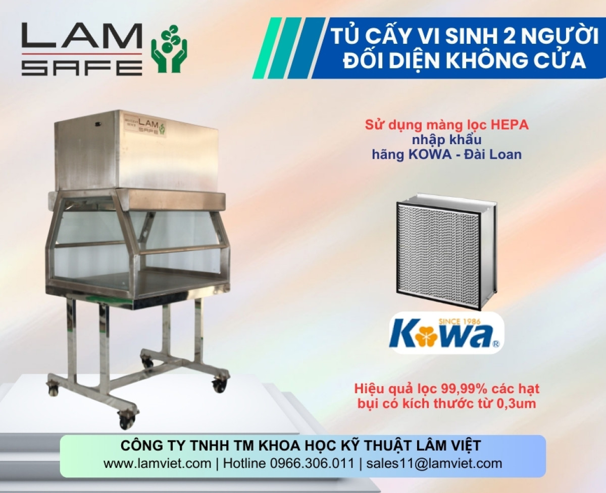 Tủ cấy vi sinh hai người đối diện không cửa