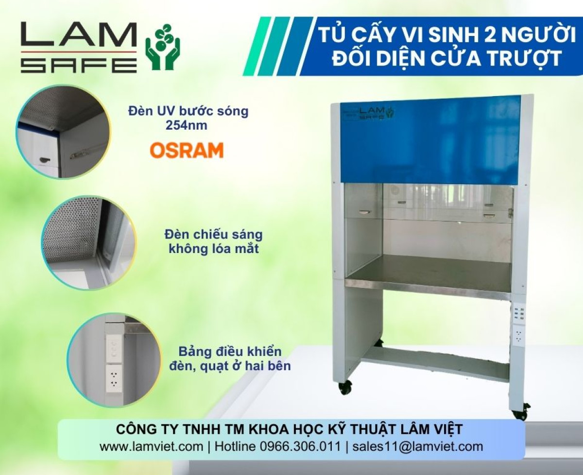 Tủ cấy vi sinh hai người đối diện cửa trượt