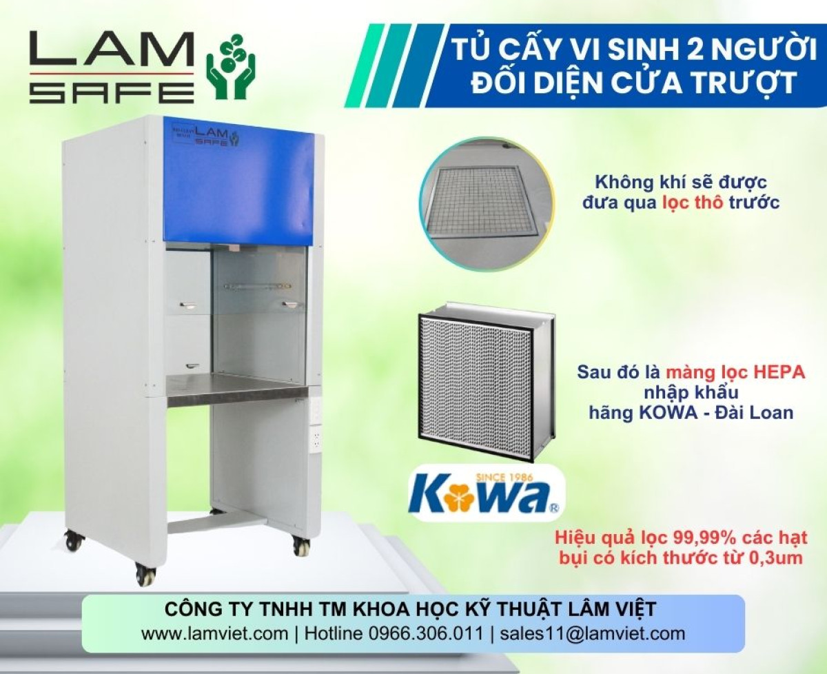 Tủ cấy vi sinh hai người đối diện cửa trượt