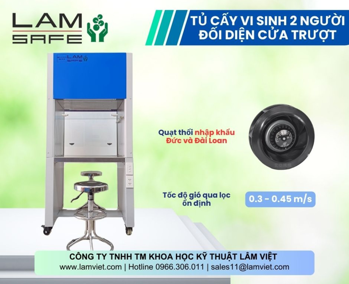 Tủ cấy vi sinh hai người đối diện cửa trượt