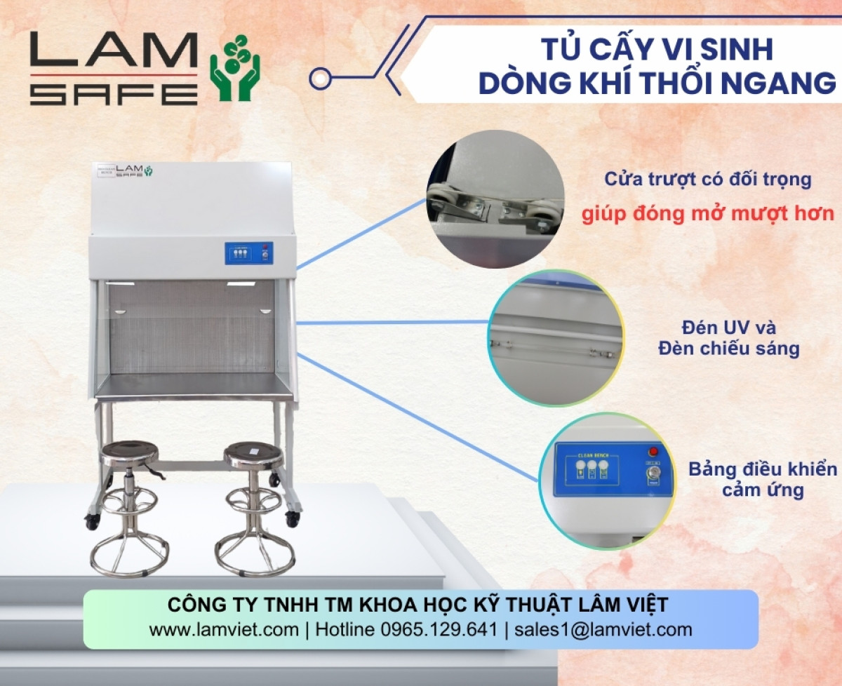 Tủ cấy vi sinh dòng khí thổi ngang có cửa