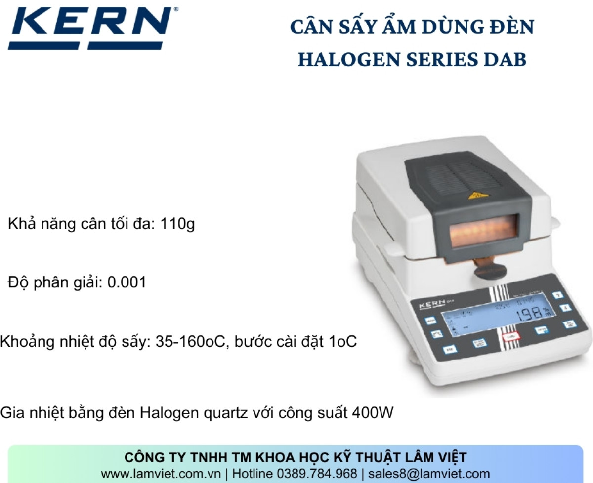 Cân Sấy Ẩm Dùng Đèn Halogen KERN