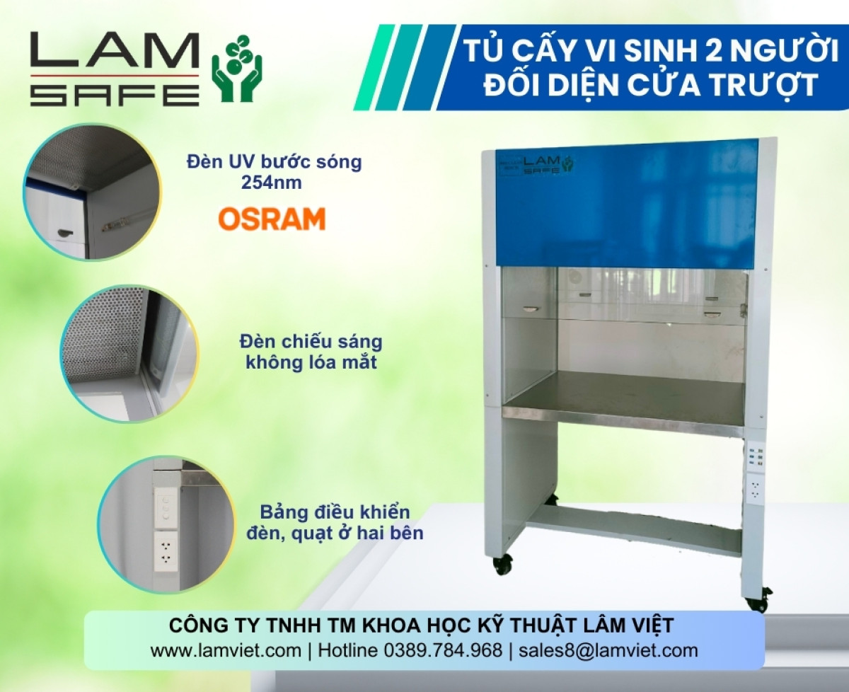 Tủ cấy vi sinh hai người đối diện inox