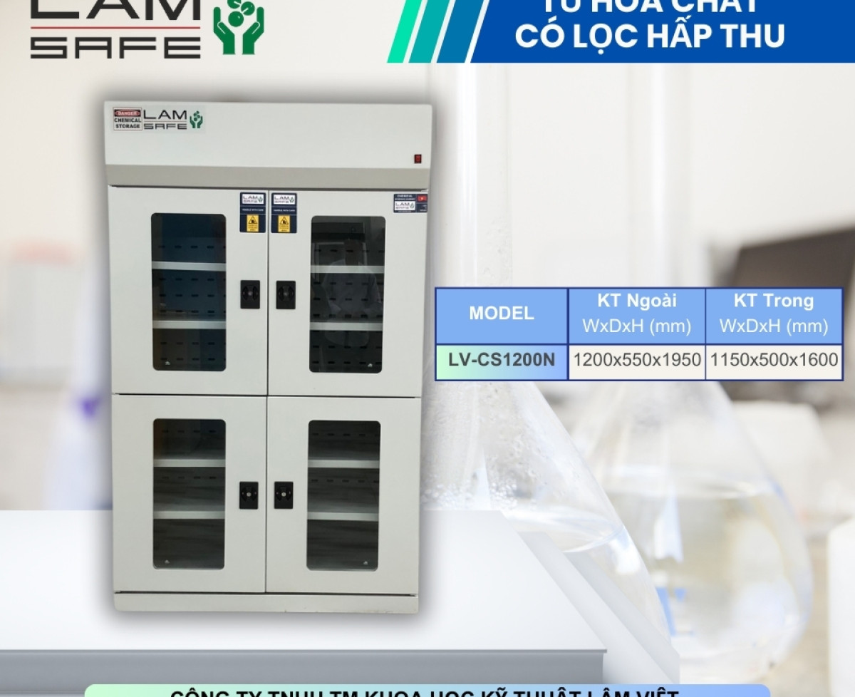 Tủ Đựng Hóa Chất có Lọc Hấp Thu