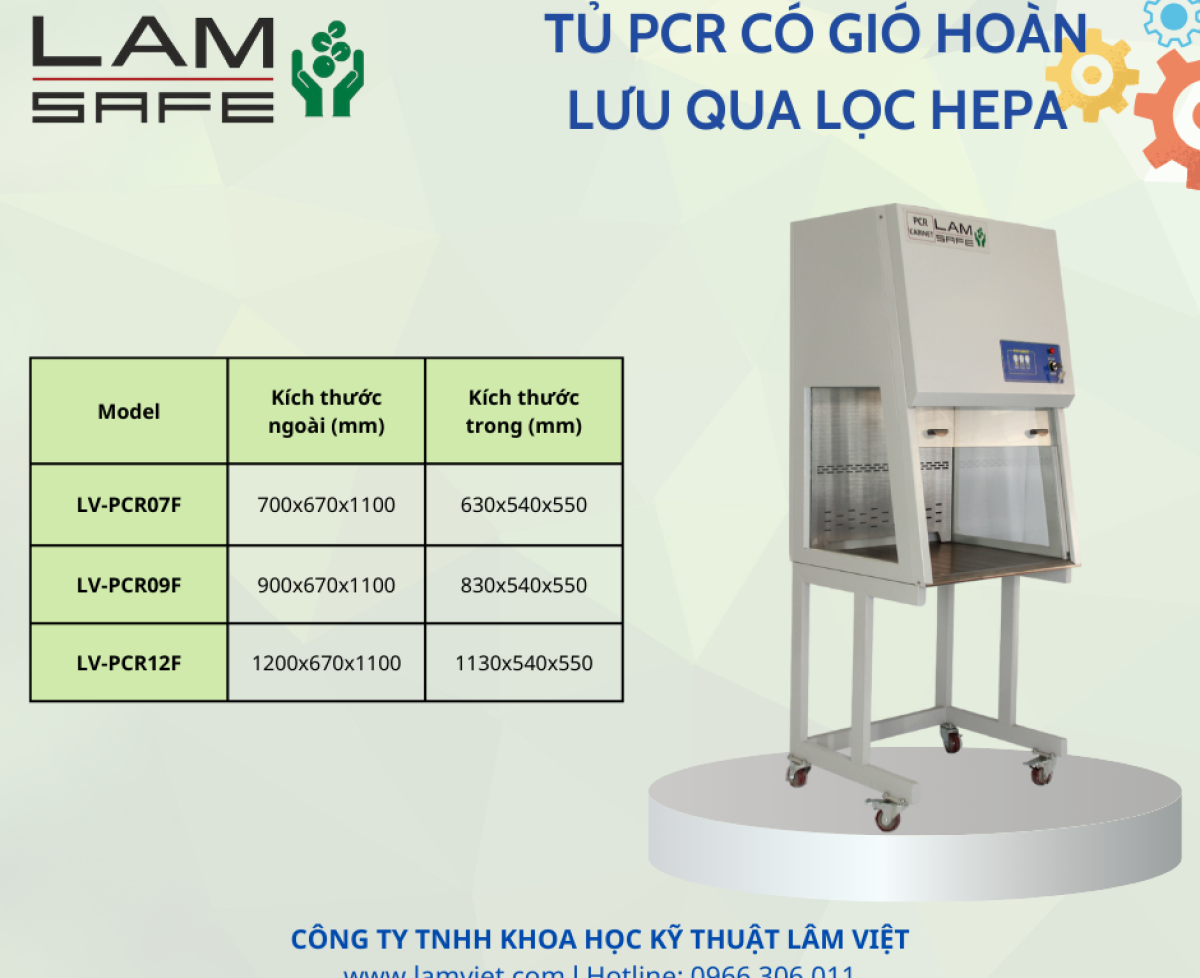 Tủ PCR có gió hoàn lưu qua lọc