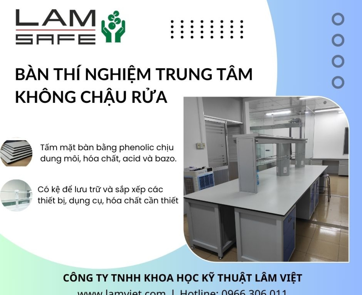 Bàn thí nghiệm trung tâm không chậu rửa