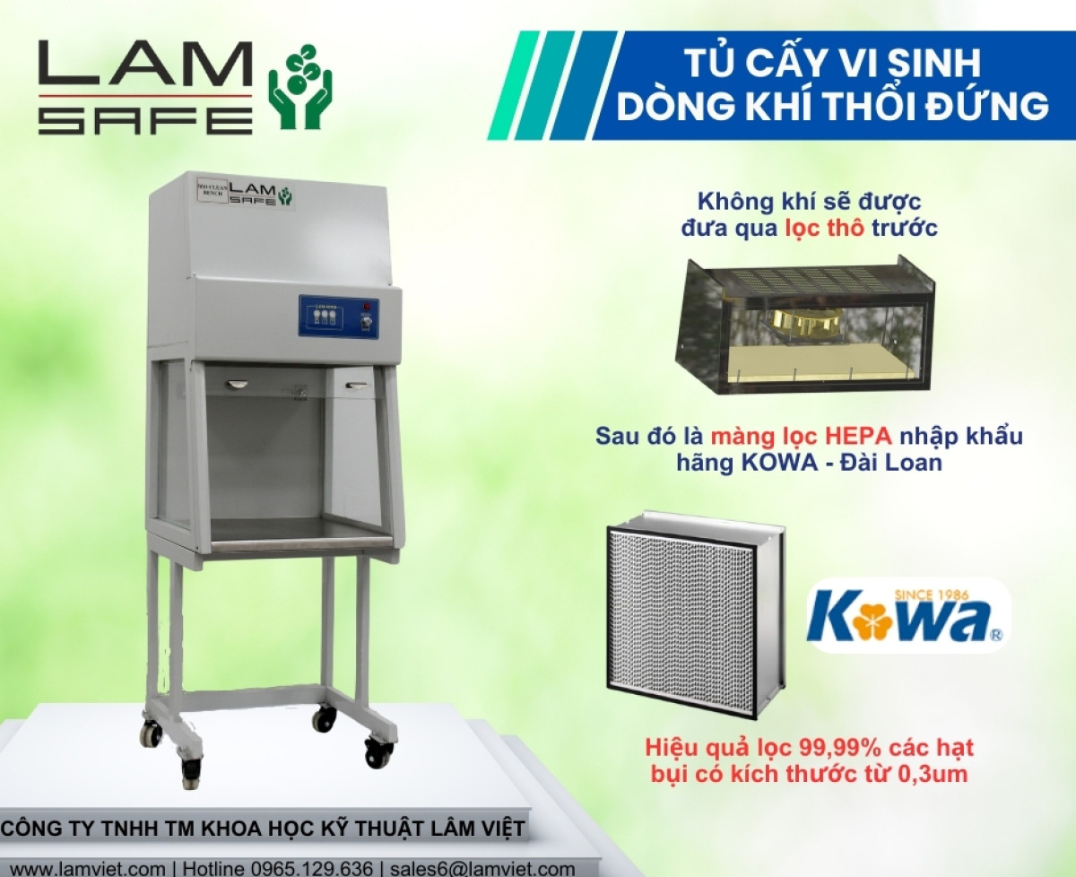 Tủ Cấy Vi Sinh Dòng Khí Thổi Đứng Có Cửa - LAMSAFE