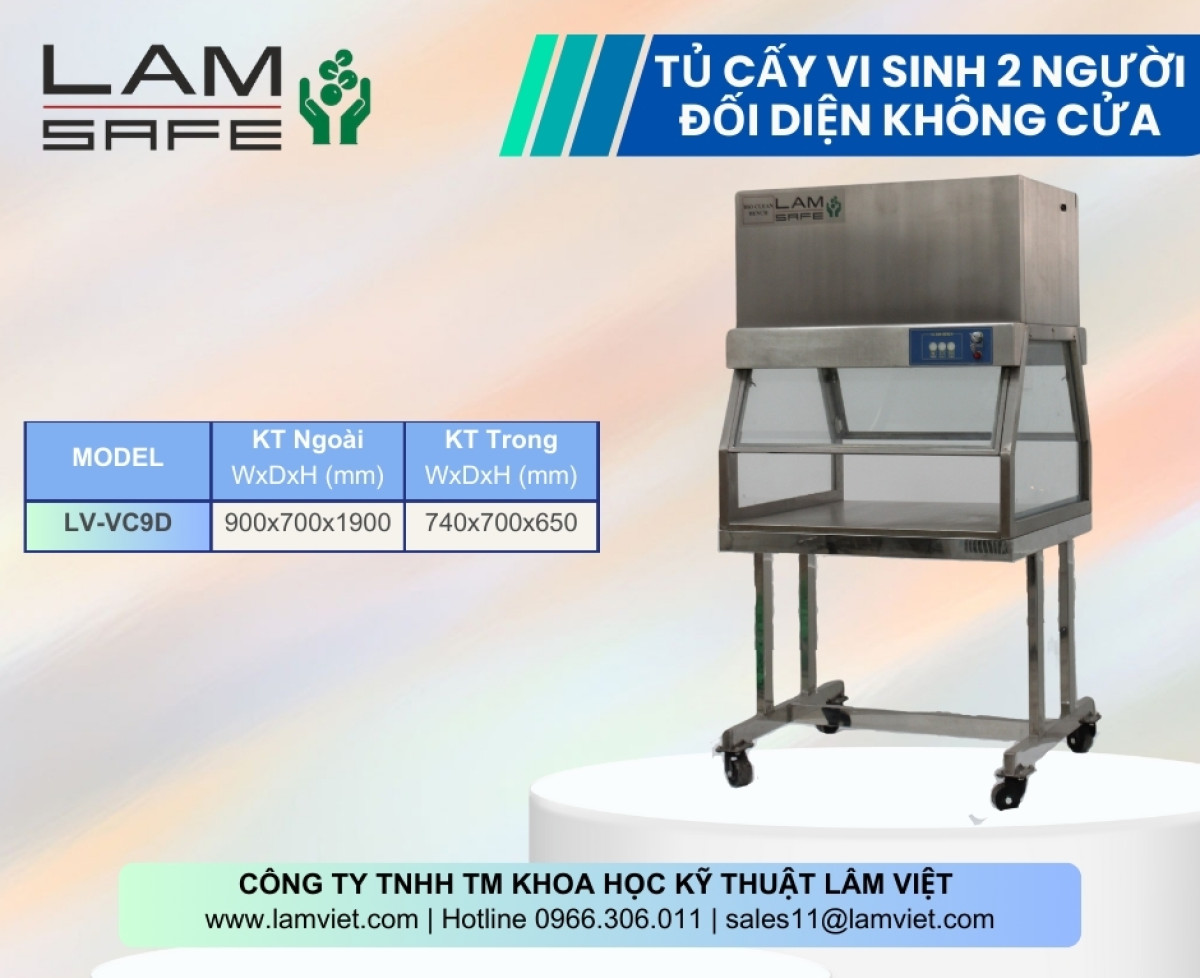 Tủ cấy vi sinh 2 người đối diện không cửa