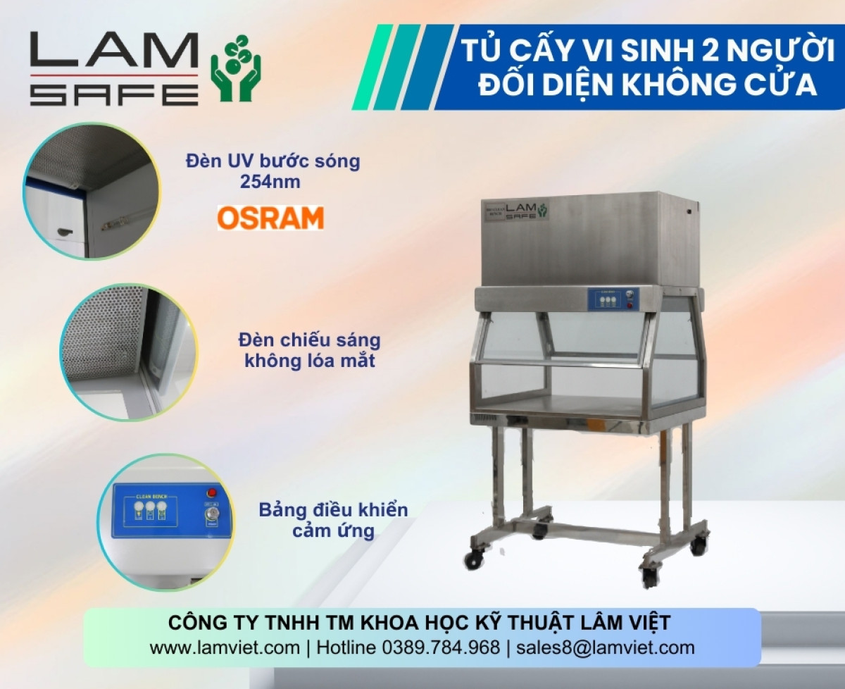 Tủ Cấy Vi Sinh Hai Người Đối Diện Không Cửa