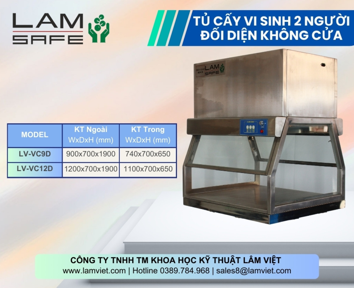 Tủ Cấy Vi Sinh Hai Người Đối Diện Không Cửa