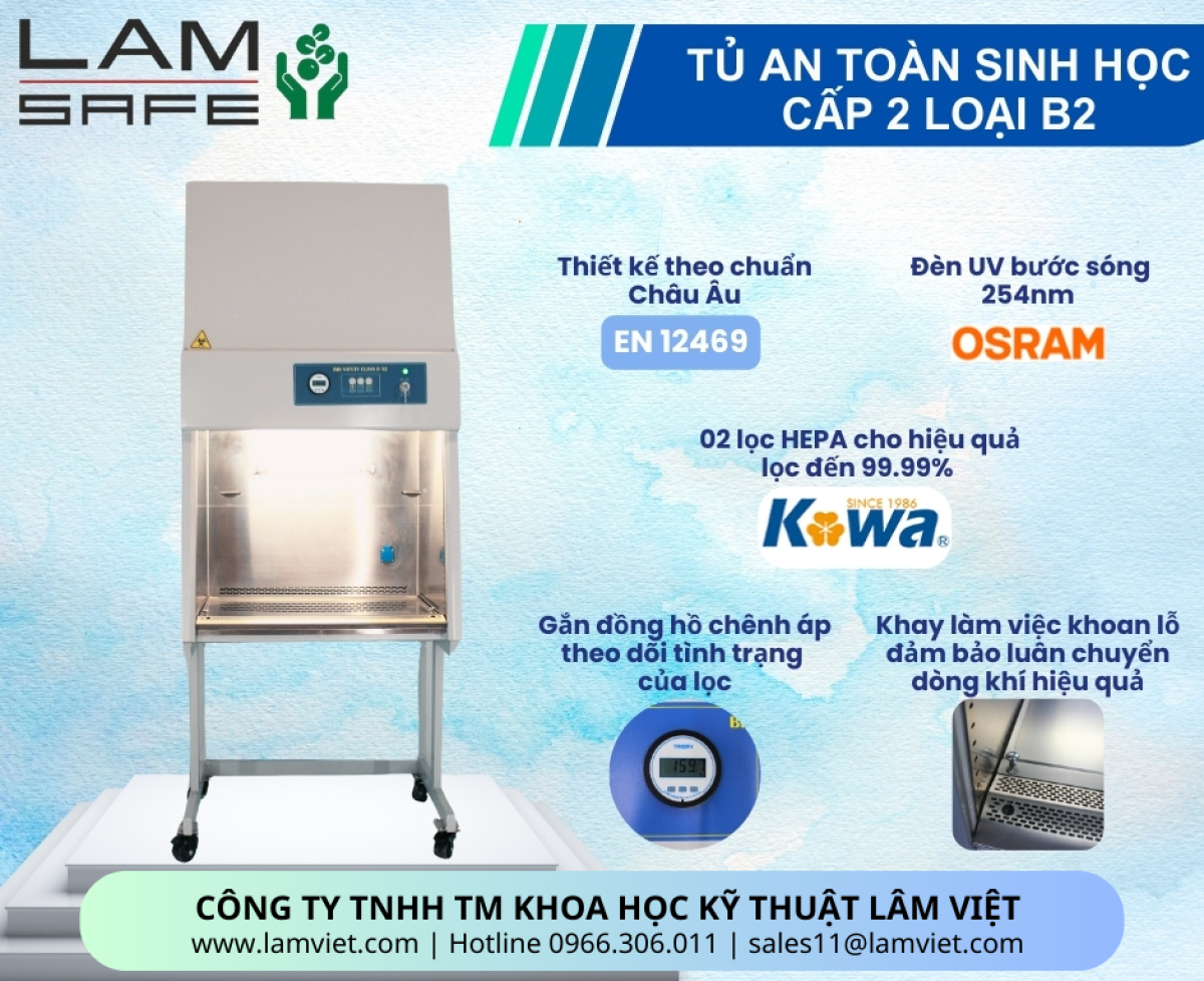 Tủ an toàn sinh học cấp II loại B2