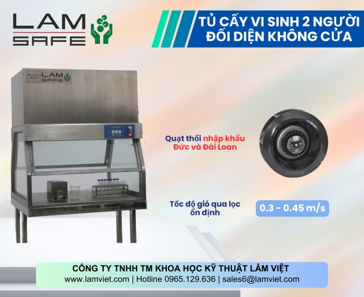 Tủ Cấy Vi Sinh 2 Người Đối Diện Không Cửa - LAMSAFE