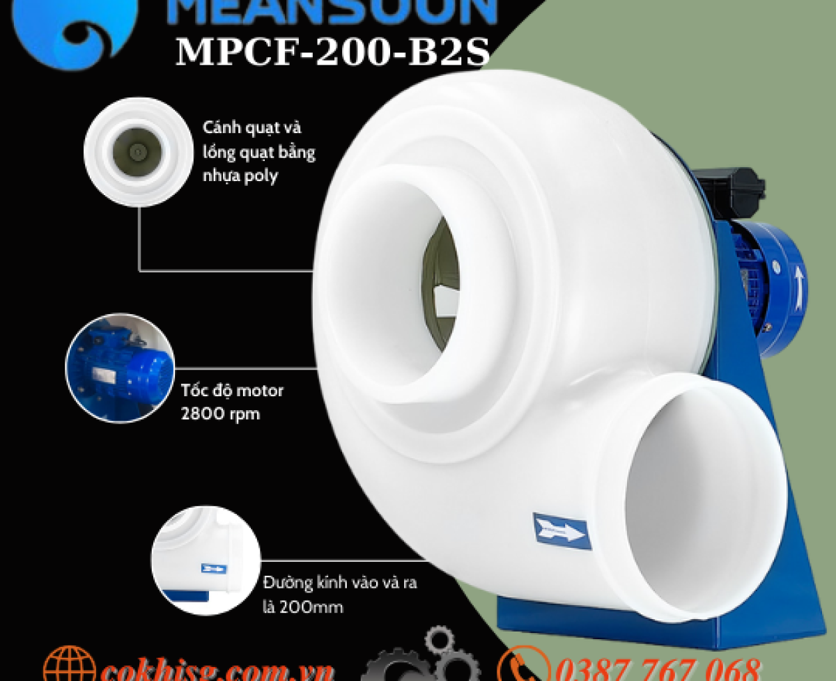 QUẠT HÚT CHỊU ACID MPCF-200-B2S