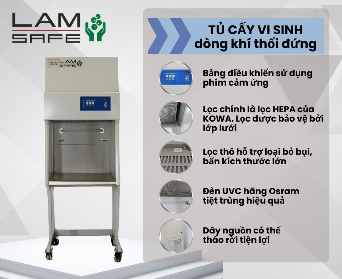 Tủ cấy vi sinh dòng khí thổi đứng có cửa - Lâm Việt SCI