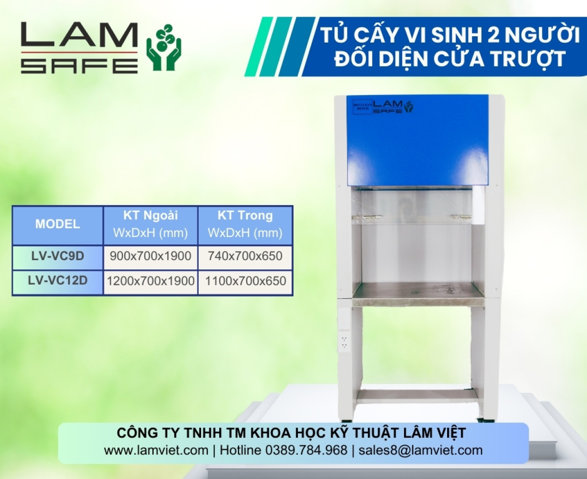 Tủ cấy vi sinh hai người đối diện cửa trượt