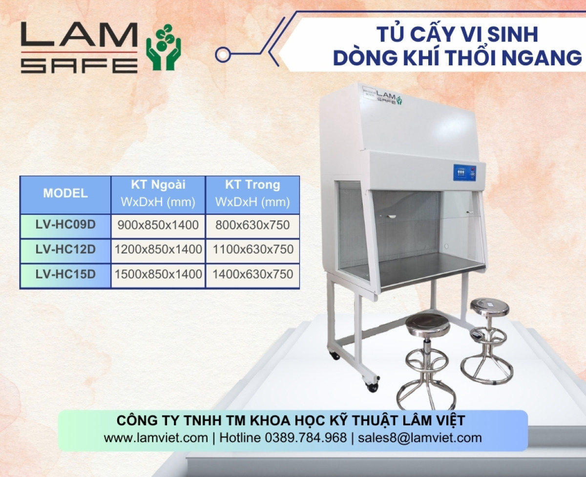 Dòng tủ cấy vi sinh dòng khí thổi ngang thương hiệu Lâm Việt