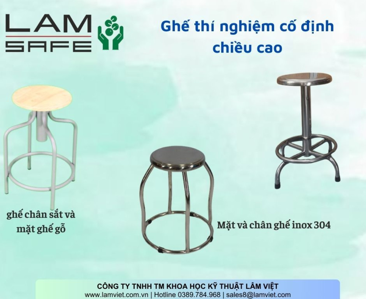 Ghế thí nghiệm inox chiều cao cố định