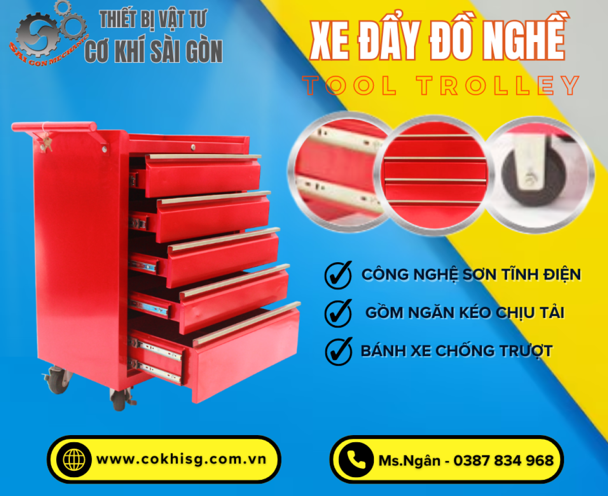 Xe Đẩy Đồ Nghề 5 Ngăn