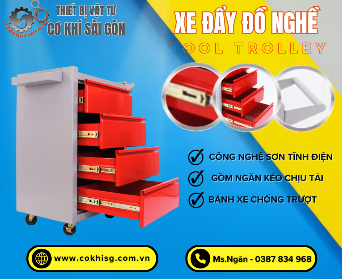 Xe Đẩy Đồ Nghề 5 Ngăn