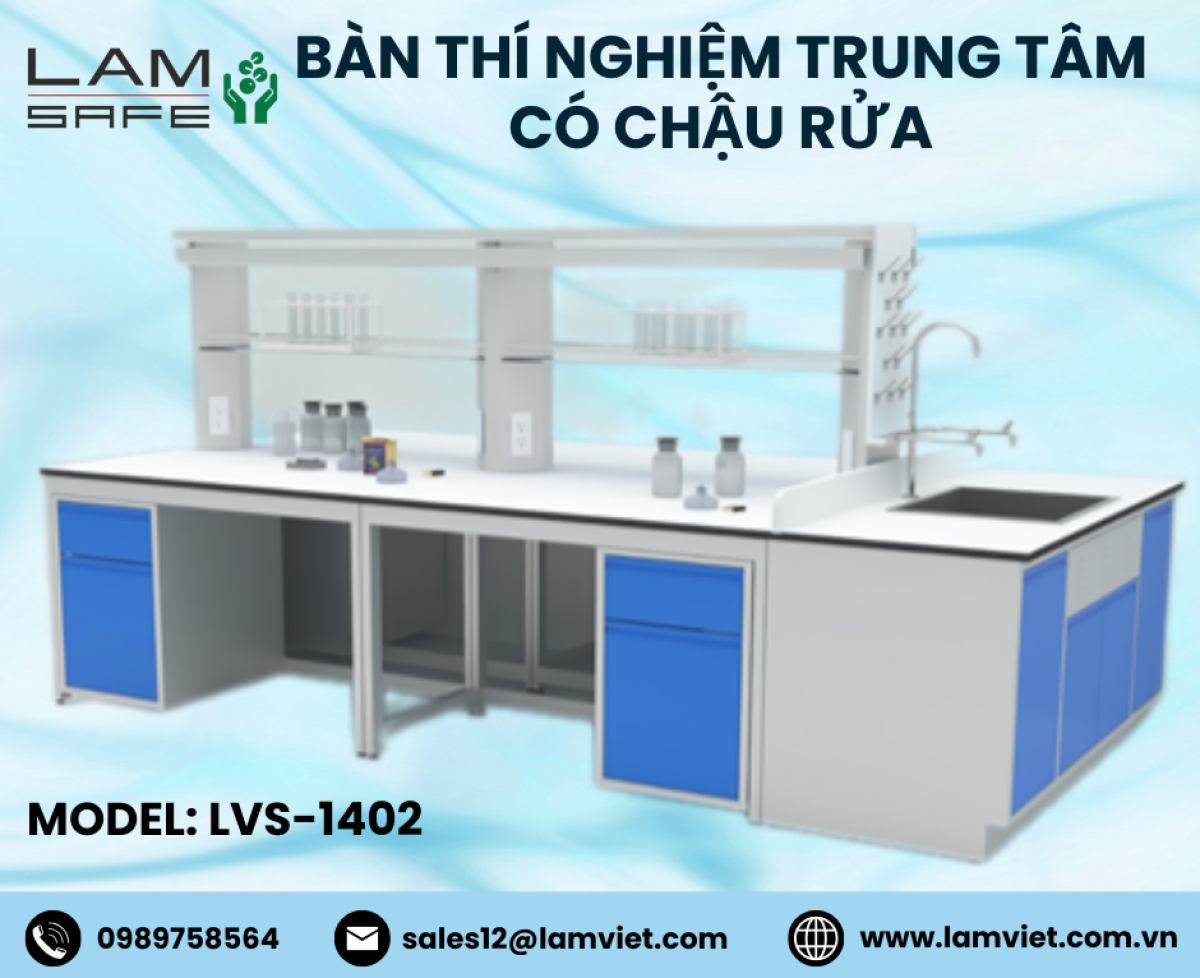 Bàn thí nghiệm trung tâm có chậu rửa Lamsafe