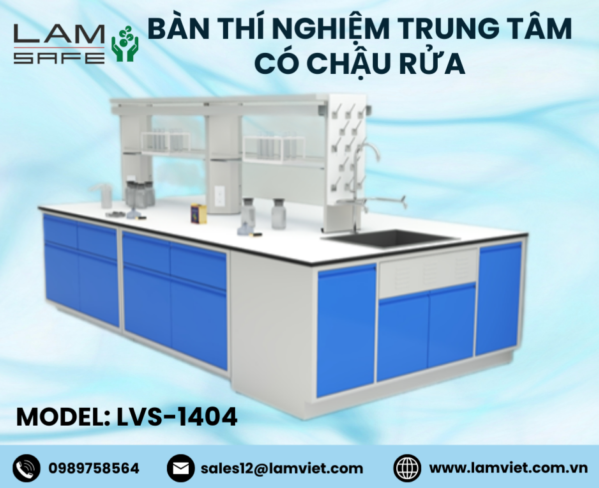 Bàn thí nghiệm trung tâm có chậu rửa Lamsafe