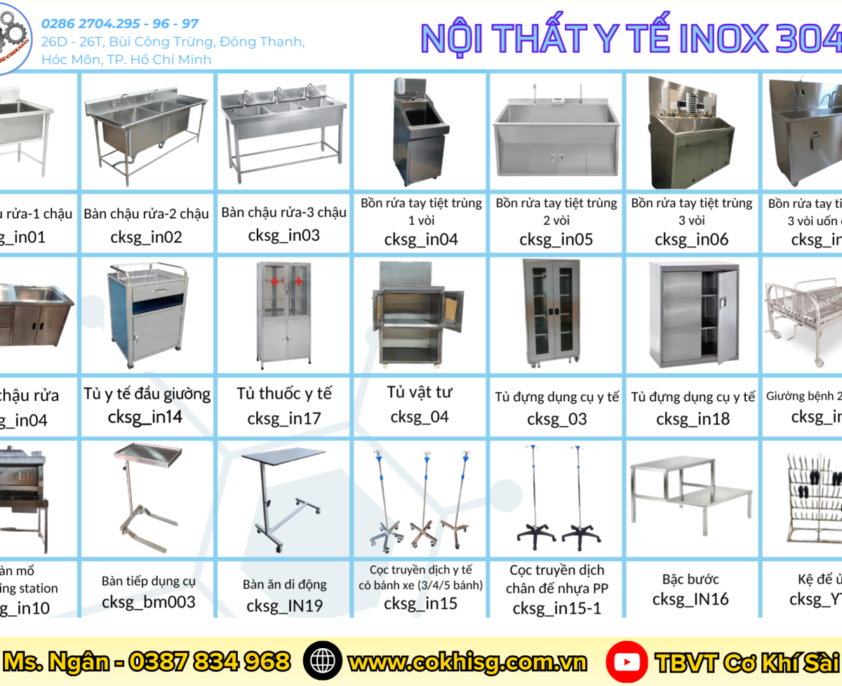 Nội Thất Y Tế Inox 304