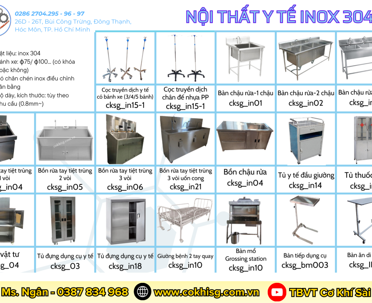 Nội Thất Y Tế Inox 304