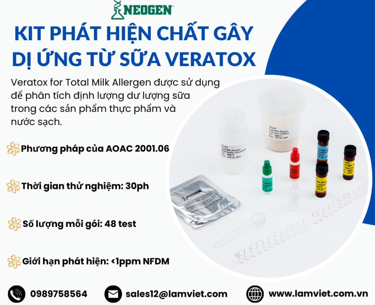 Kit phát hiện chất gây dị ứng từ sữa hiệu Veratox