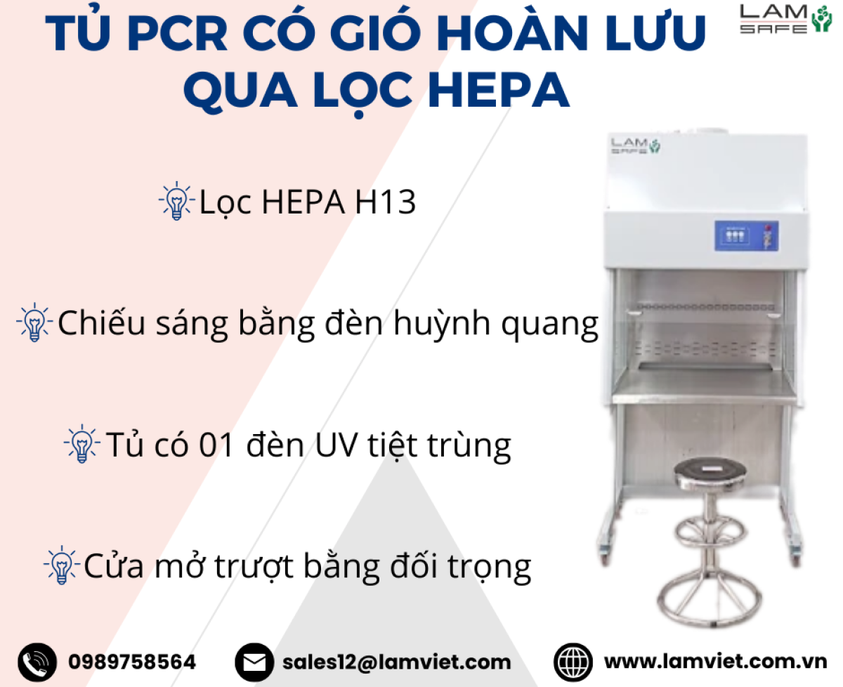 Tủ PCR hoàn lưu gió qua lọc HEPA