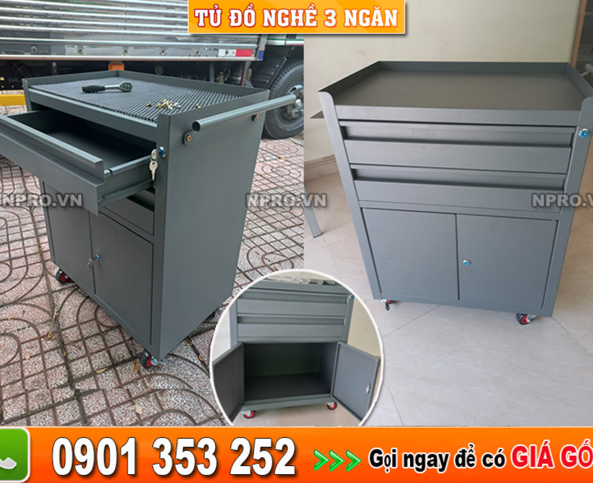 Xe đẩy đồ nghề 3 ngăn Npro