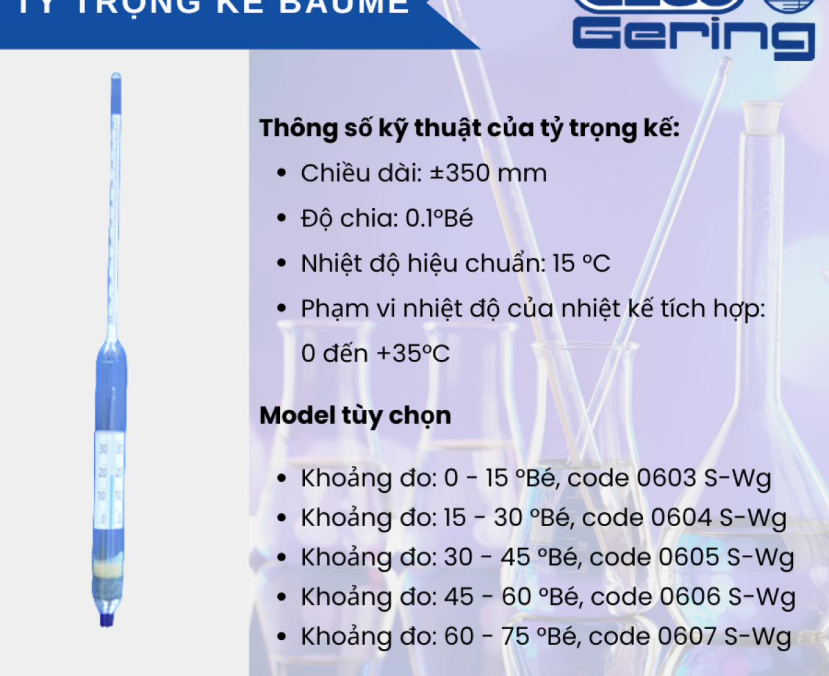 Tỷ trọng kế Baumé của Geco Gering