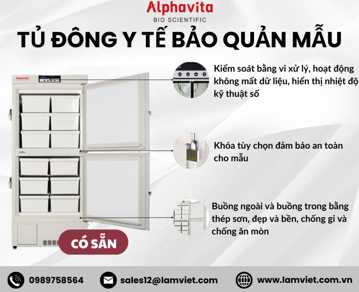 Tủ đông y tế bảo quản mẫu Alphavita (có sẵn)