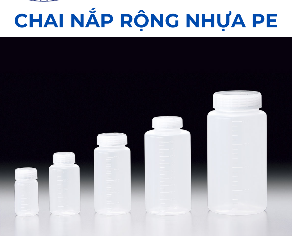 Chai nắp rộng nhựa PE Sanplatec