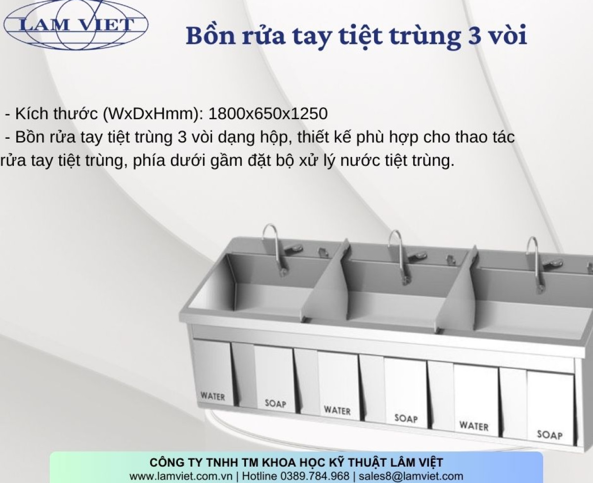 Bồn Rửa Tay Tiệt Trùng Y Tế Lâm Việt