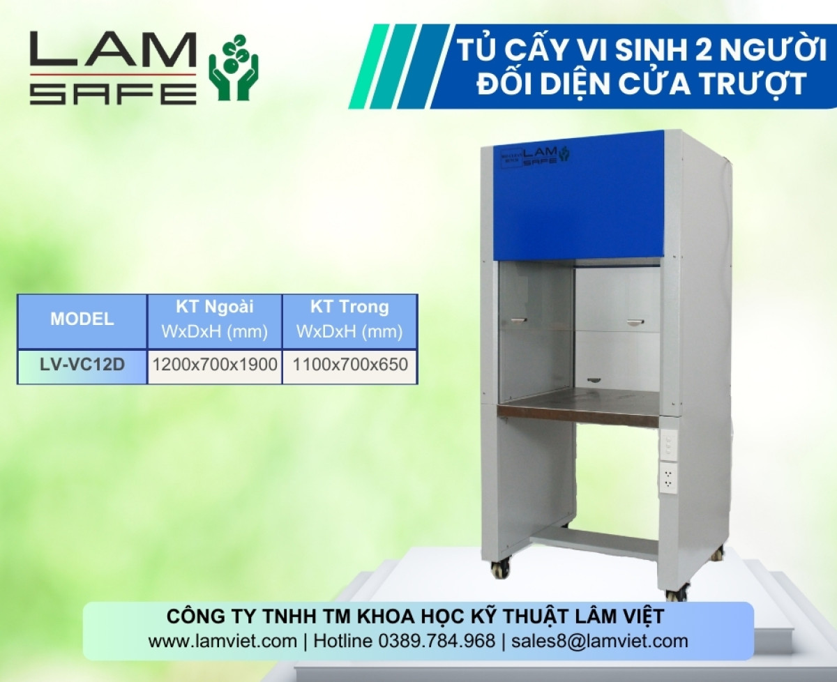 Tủ Cấy Vi Sinh Hai Người Đối Diện Cửa Trượt - Lâm Việt