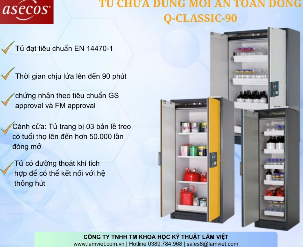 Tủ Chứa Dung Môi An Toàn Cho Phòng Thí Nghiệm Q-CLASSIC-90